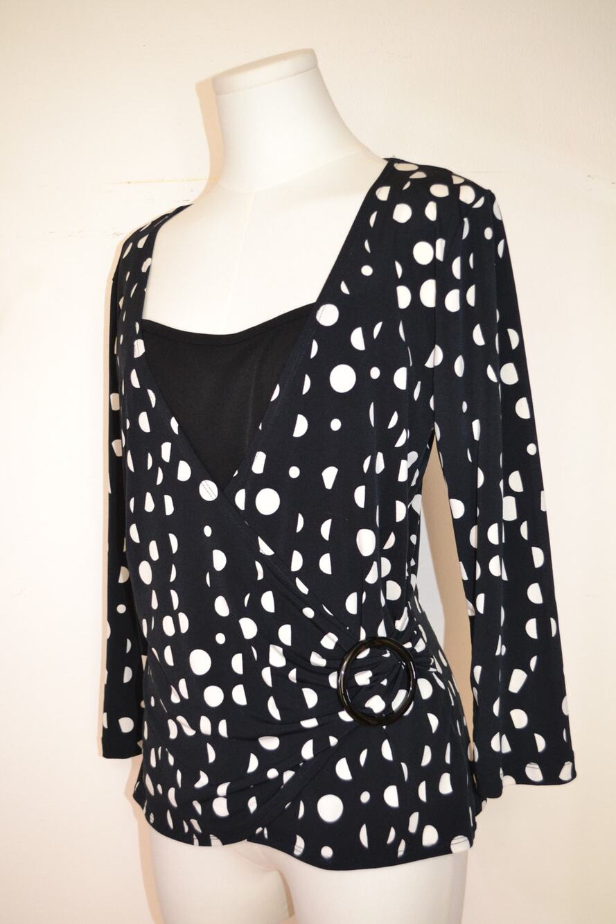 Vintage Y2K Retro 60s Mod Inspired Polka Dot Blouse Size Medium